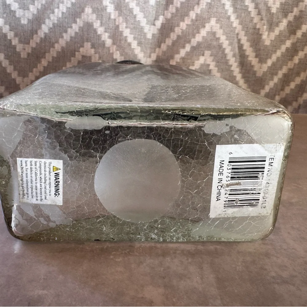 Smoked Bent Glass Decorative Vase - Green Accent